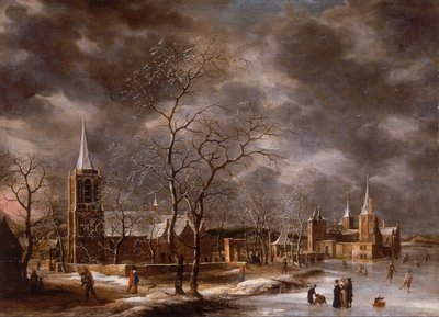 Castello di Warmond in un Paesaggio Invernale da Jan Abrahamsz. Beerstraten